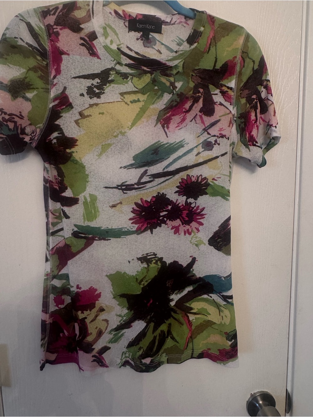Karen Kane Multicolor Abstract Floral Short Sleeve Tee